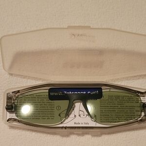 Folding RimlessGlasses w/case Green Lenses Made In Italy
